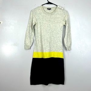 Theory Gray and Yellow Cashmere Dress